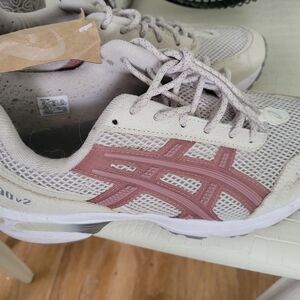 Asics Cream and Pink Running Shoes